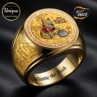 Winnie the Pooh 100th Anniversary Gold Engraved Ring
