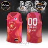 WNBA 2026 All-Star Chicago Pink Custom Basketball Jersey showing front and back views with team branding and sponsor logos.