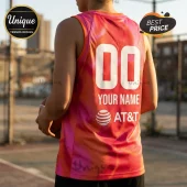 WNBA 2026 All-Star Chicago Pink Custom Basketball Jersey featuring a gradient orange and pink back with white number 00.