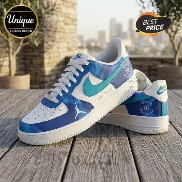 WNBA All-Star Blue White Custom Nike Air Force 1 Sneakers