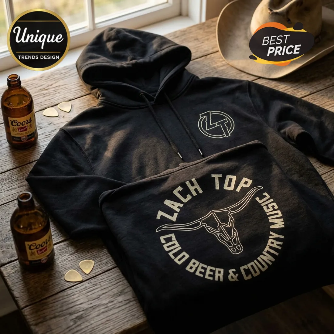 Zach Top Cold Beer and Country Music 2026 Tour Black Hoodie Zach Top Cold Beer and Country Music 2026 Tour Black Hoodie