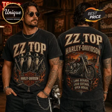 ZZ Top x Harley-Davidson Motorcycle 2026 T-Shirt