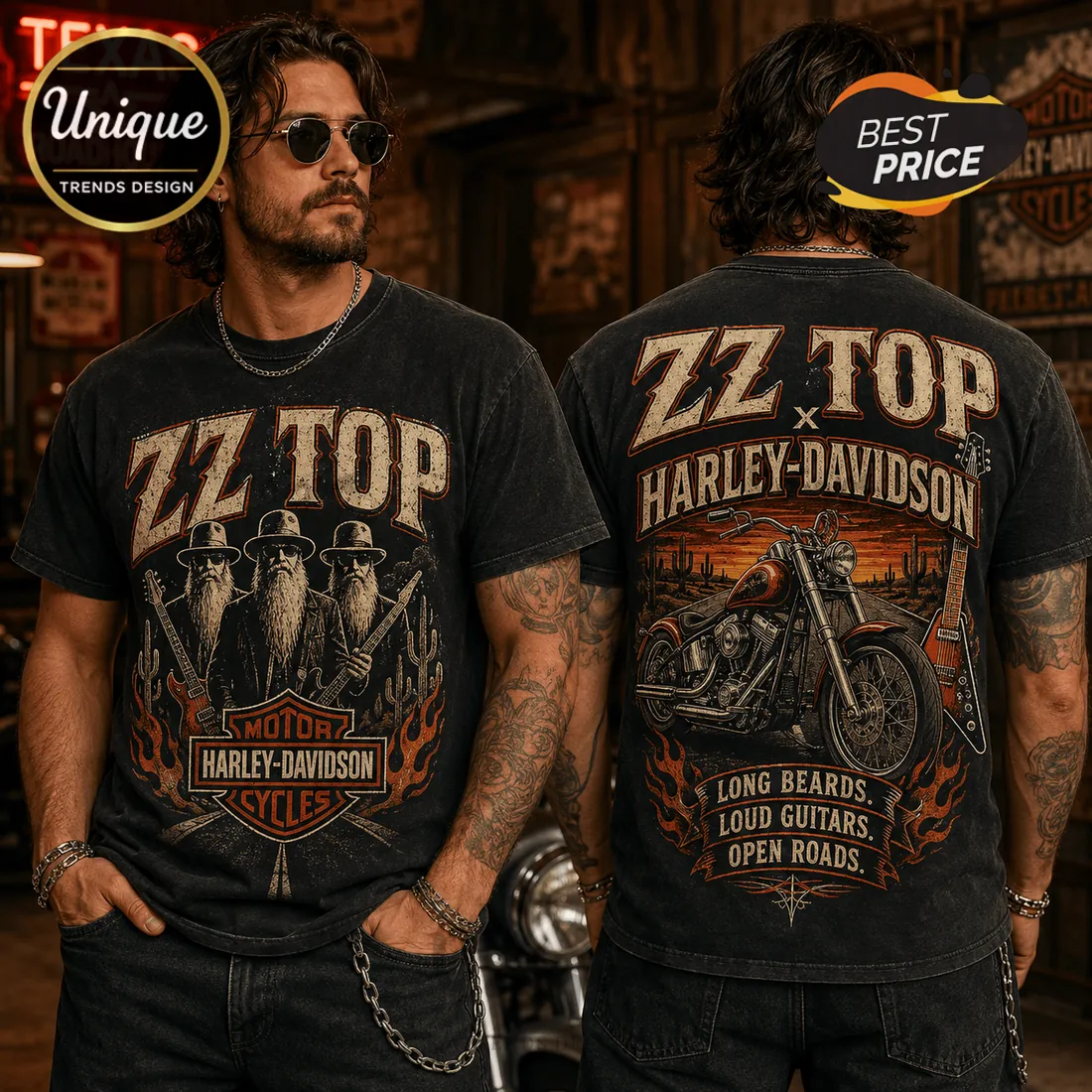 ZZ Top x Harley-Davidson Motorcycle 2026 T-Shirt ZZ Top x Harley-Davidson Motorcycle 2026 T-Shirt