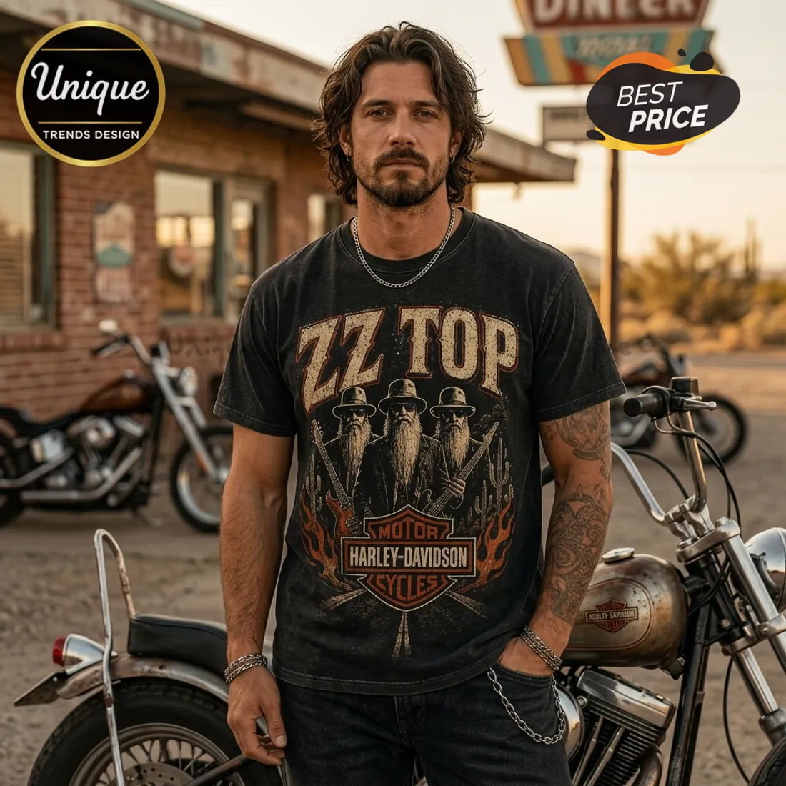 ZZ Top x Harley-Davidson Motorcycle 2026 T-Shirt ZZ Top x Harley-Davidson Motorcycle 2026 T-Shirt