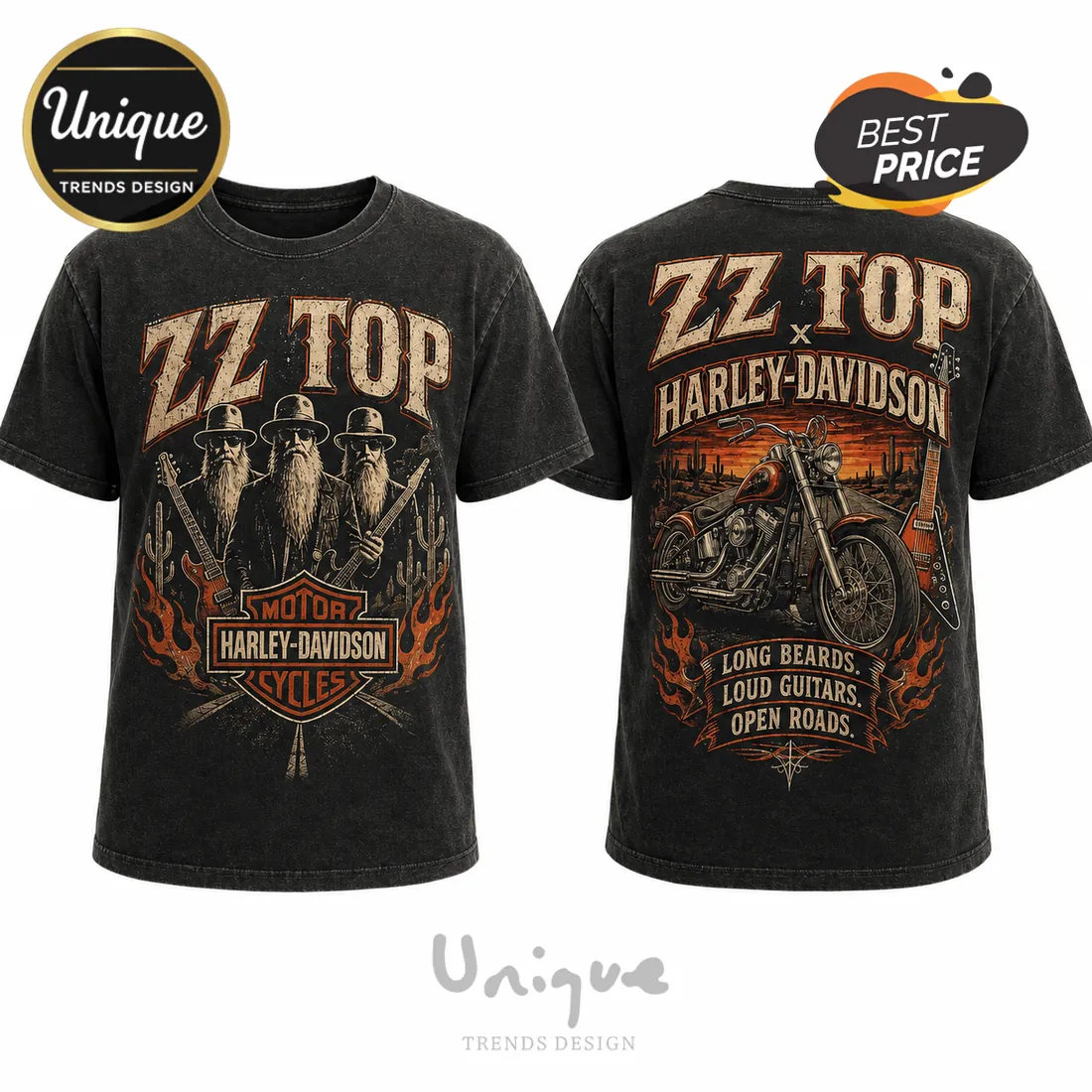 ZZ Top x Harley-Davidson Motorcycle 2026 T-Shirt ZZ Top x Harley-Davidson Motorcycle 2026 T-Shirt
