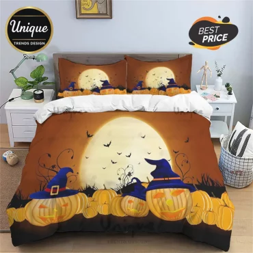 2026 Halloween Pumpkin Witch Hat Bedding Set