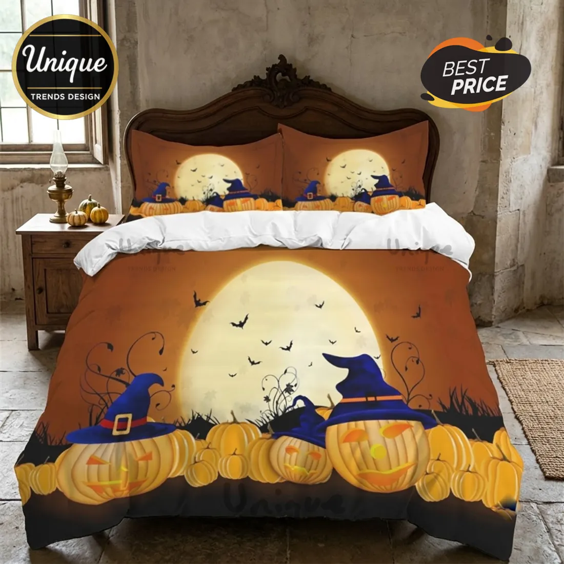 2026 Halloween Pumpkin Witch Hat Bedding Set 2026 Halloween Pumpkin Witch Hat Bedding Set