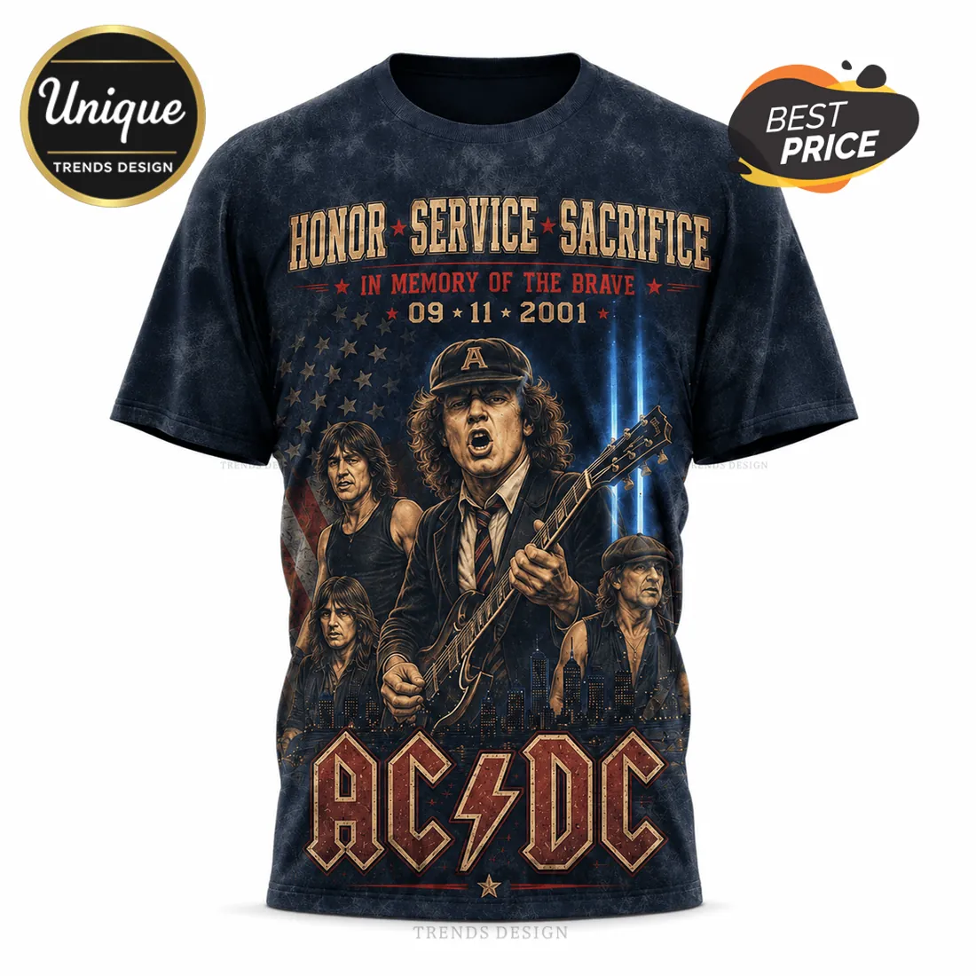 AC/DC 9-11 Tribute 343 Memorial T-Shirt AC/DC 9-11 Tribute 343 Memorial T-Shirt