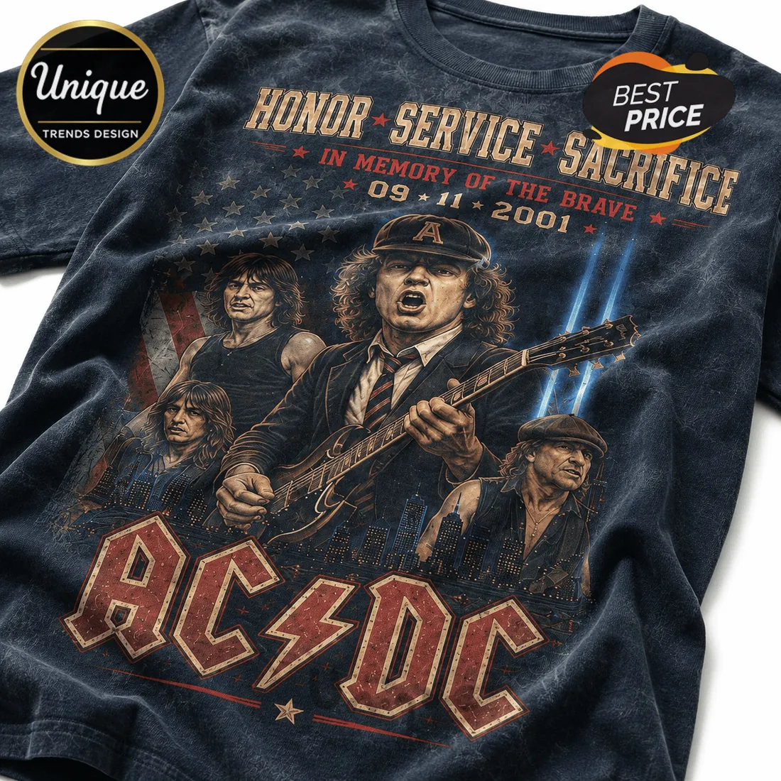 AC/DC 9-11 Tribute 343 Memorial T-Shirt AC/DC 9-11 Tribute 343 Memorial T-Shirt