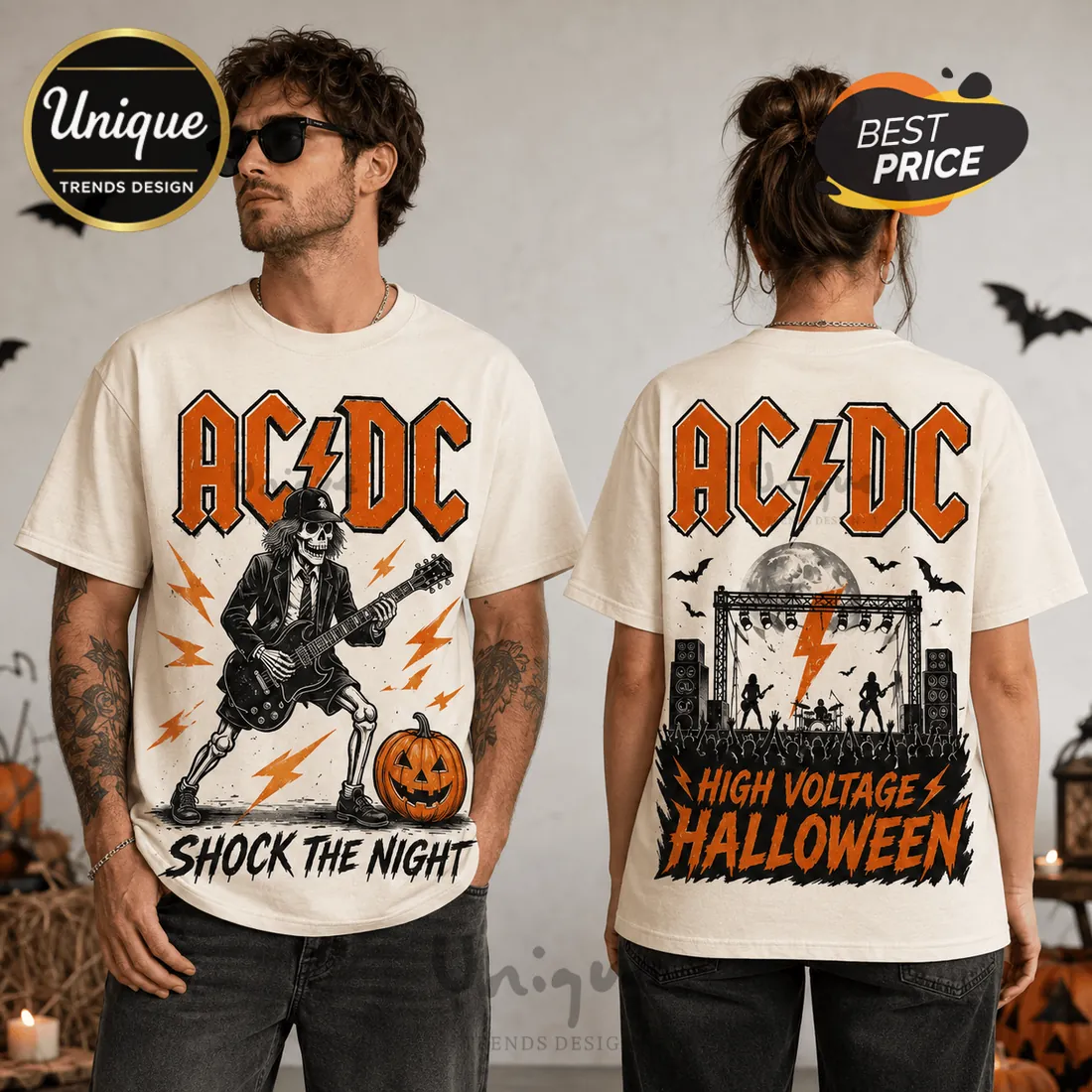 AC/DC High Voltage Halloween Off-White T-Shirt AC/DC High Voltage Halloween Off-White T-Shirt
