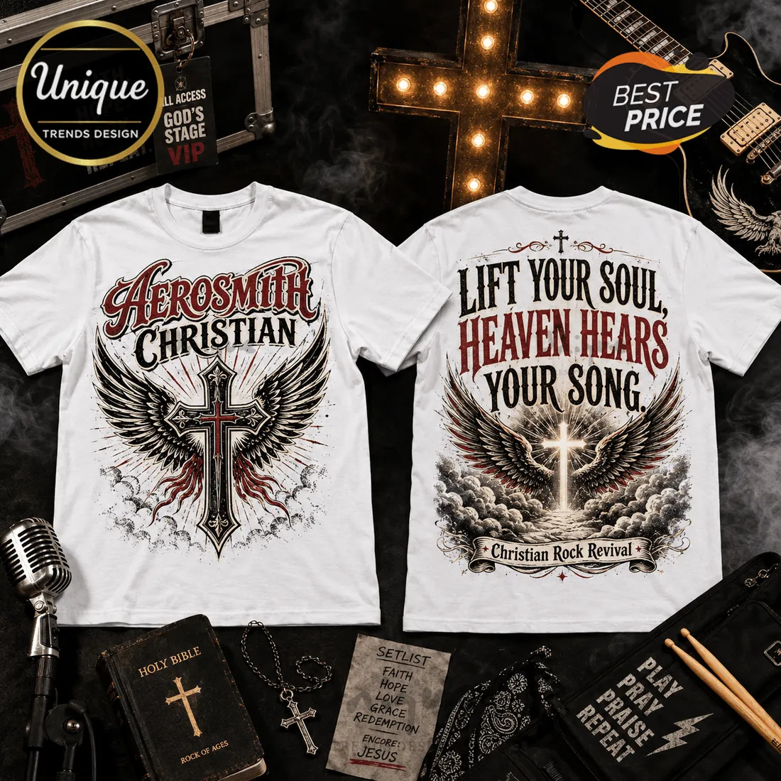 Aerosmith Christian Faith Rock White T-Shirt Aerosmith Christian Faith Rock White T-Shirt