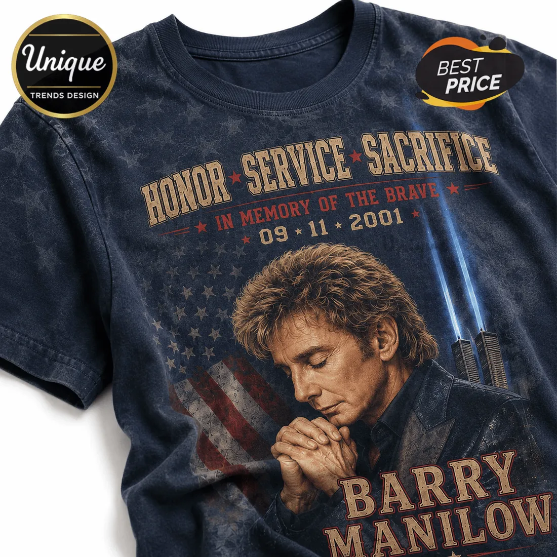 Barry Manilow 9/11 Memorial 343 Tribute T-Shirt Barry Manilow 9/11 Memorial 343 Tribute T-Shirt