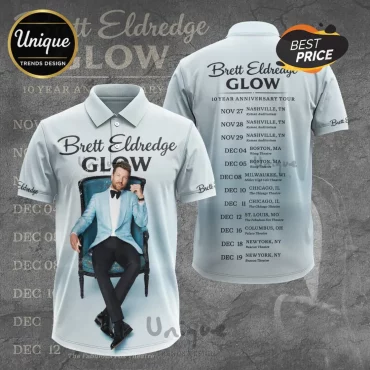 Brett Eldredge Glow 10th Anniversary Tour Light Blue Polo Shirt