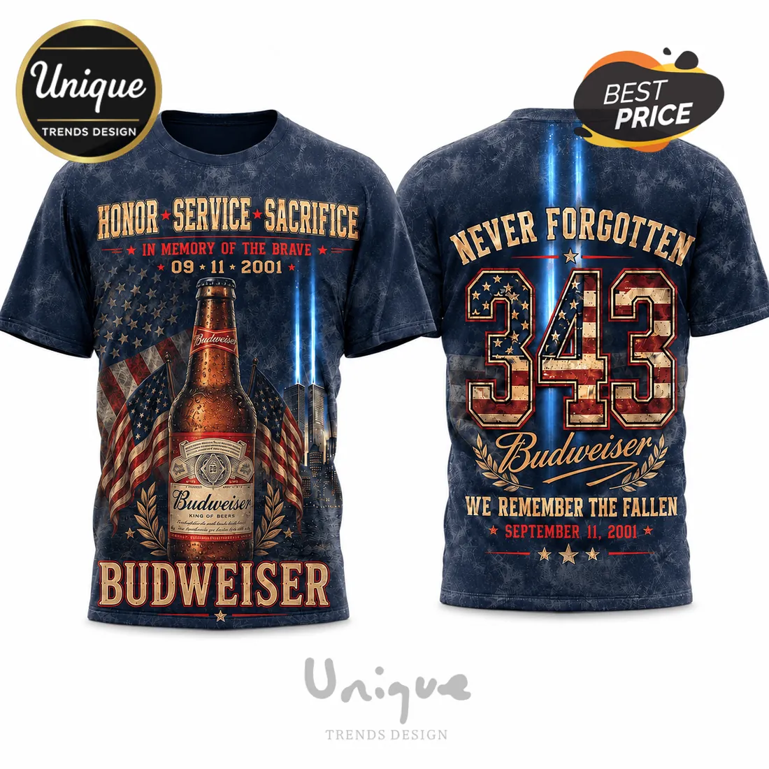 Budweiser 9/11 Remembrance Tribute T-Shirt Budweiser 9/11 Remembrance Tribute T-Shirt