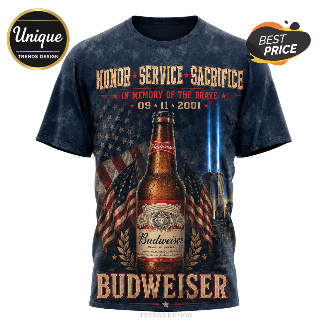 Budweiser 9/11 Remembrance Tribute T-Shirt Budweiser 9/11 Remembrance Tribute T-Shirt