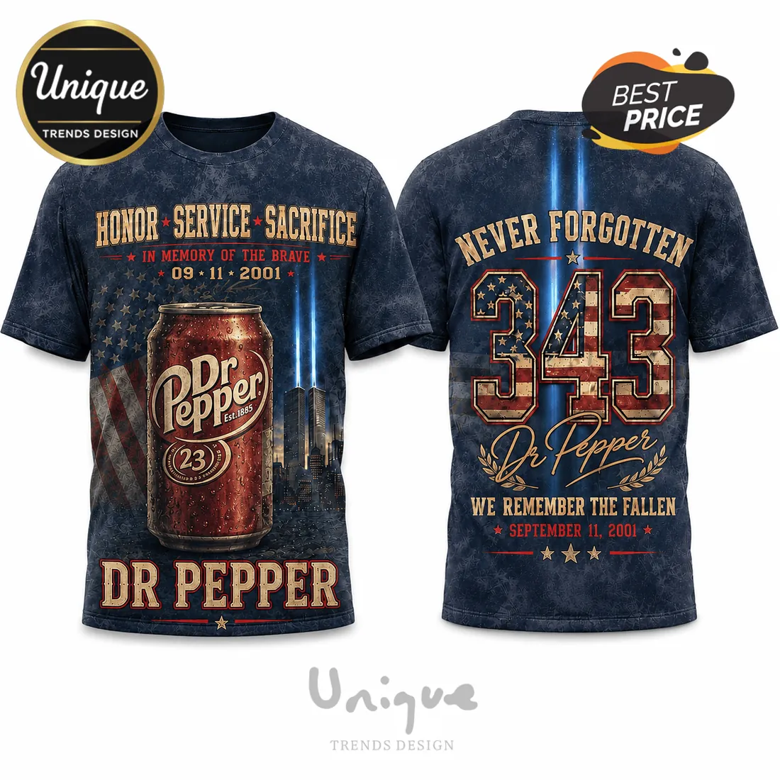 Dr Pepper 9/11 Remembrance Tribute Navy T-Shirt Dr Pepper 9/11 Remembrance Tribute Navy T-Shirt