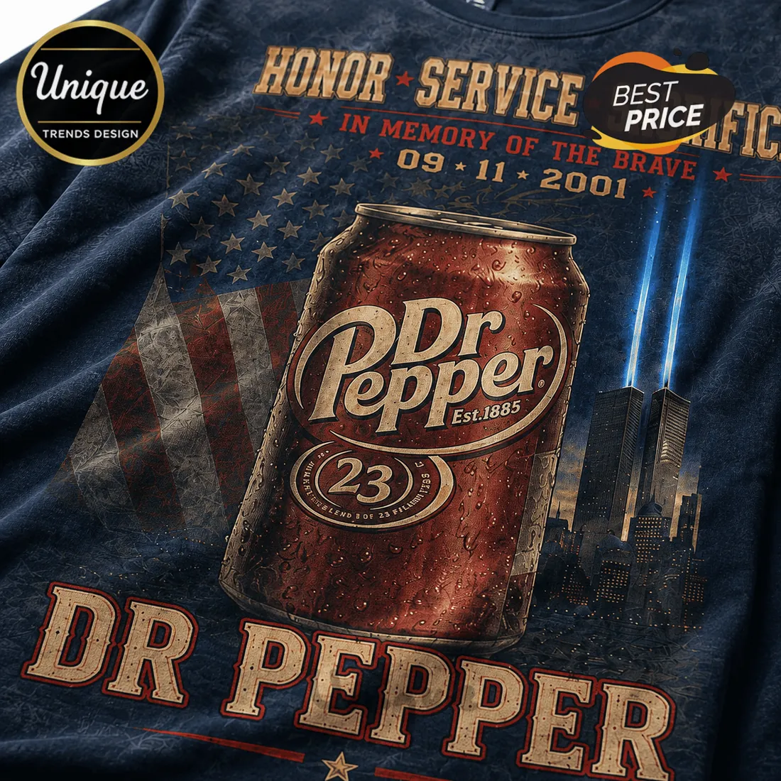 Dr Pepper 9/11 Remembrance Tribute Navy T-Shirt Dr Pepper 9/11 Remembrance Tribute Navy T-Shirt