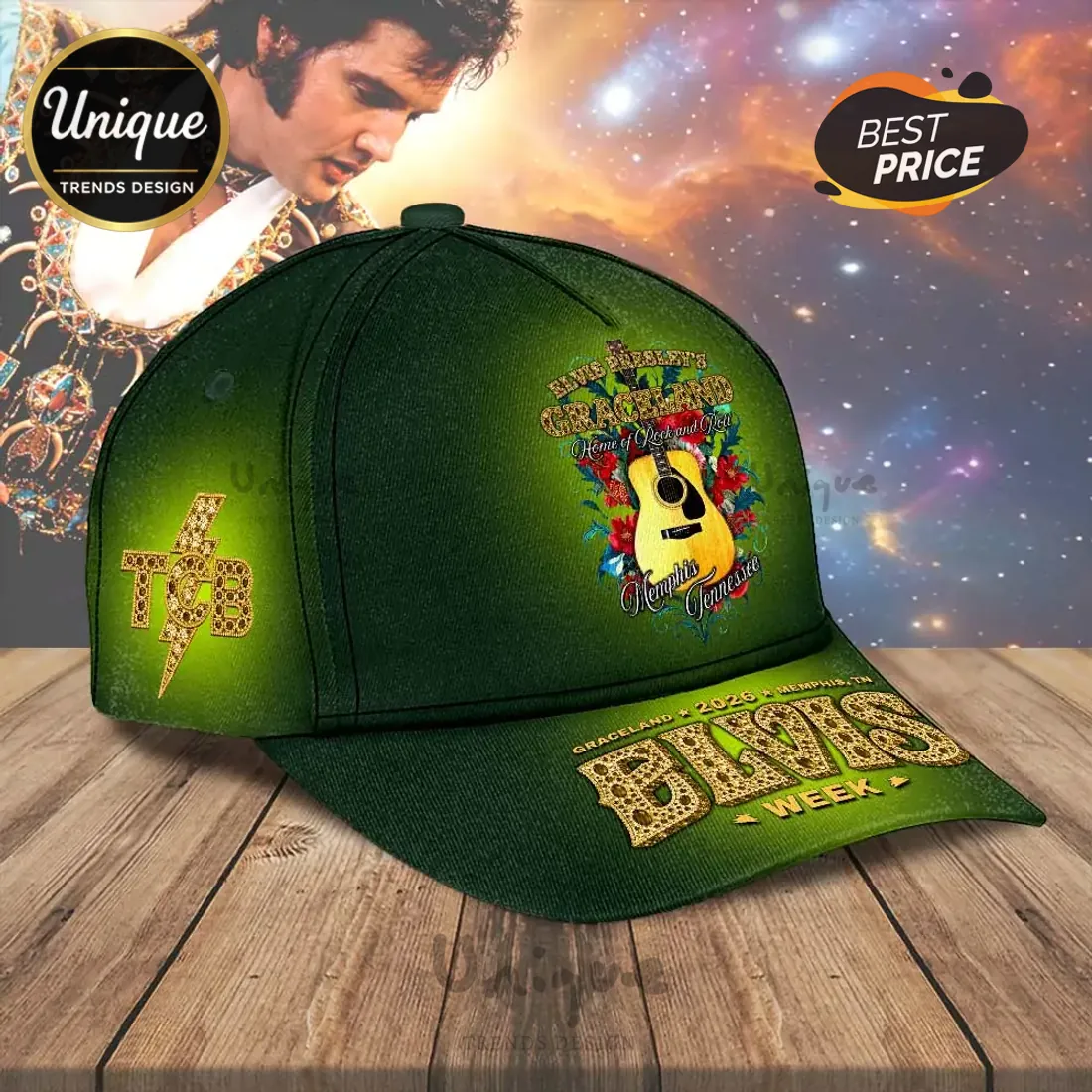 Elvis Presley Graceland 2026 Elvis Week Green Cap Elvis Presley Graceland 2026 Elvis Week Green Cap