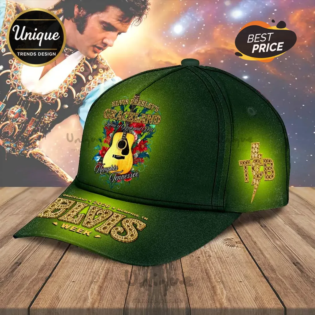 Elvis Presley Graceland 2026 Elvis Week Green Cap Elvis Presley Graceland 2026 Elvis Week Green Cap