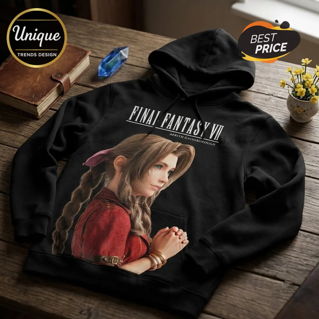 Final Fantasy VII Aerith Gainsborough 30th Anniversary Hoodie Final Fantasy VII Aerith Gainsborough 30th Anniversary Hoodie