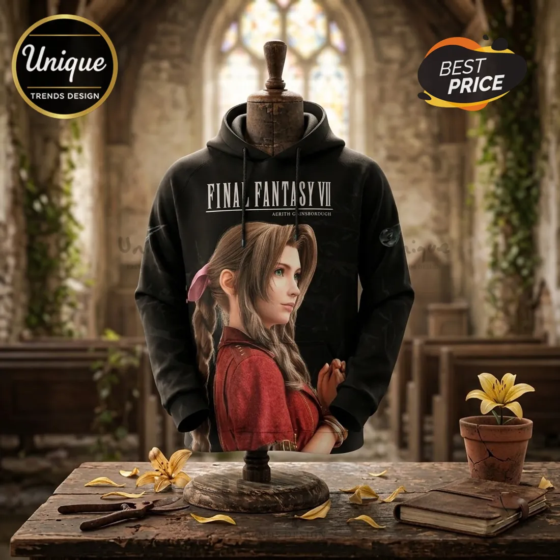Final Fantasy VII Aerith Gainsborough 30th Anniversary Hoodie Final Fantasy VII Aerith Gainsborough 30th Anniversary Hoodie