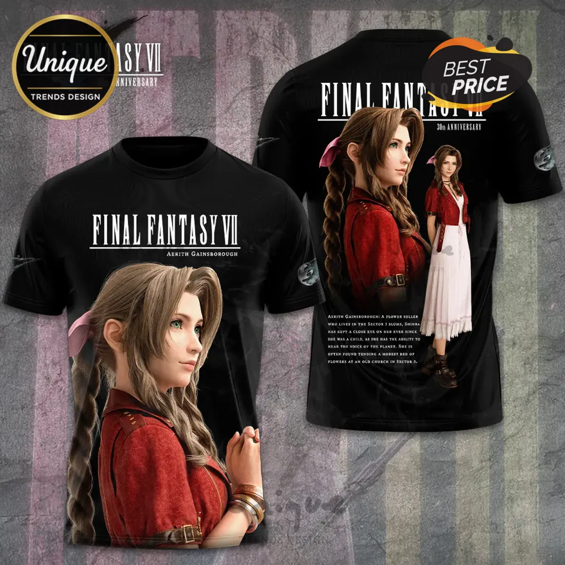 Final Fantasy VII Aerith Gainsborough 30th Anniversary Hoodie Final Fantasy VII Aerith Gainsborough 30th Anniversary Hoodie