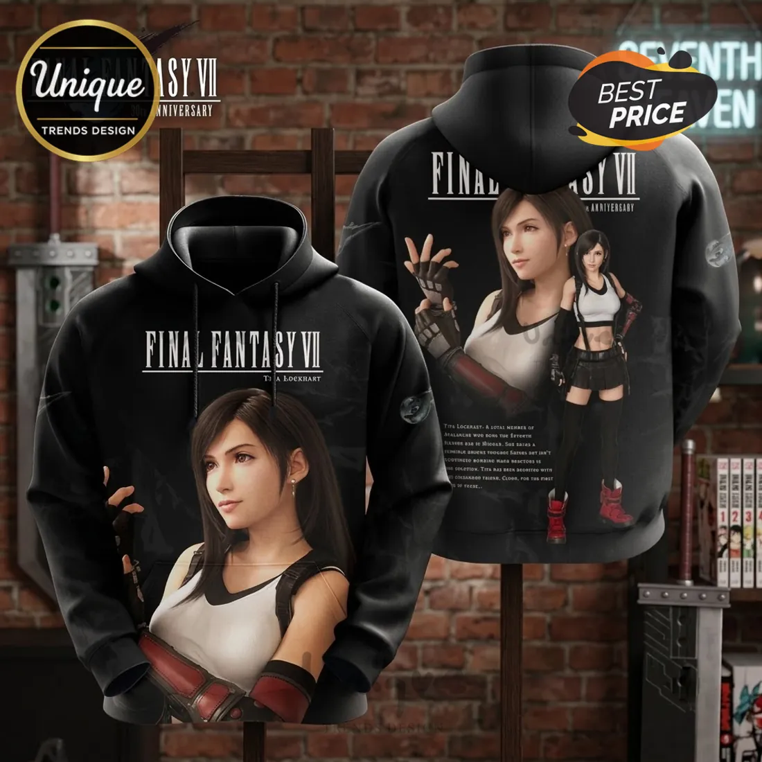 Final Fantasy VII Tifa Lockhart 30th Anniversary Hoodie Final Fantasy VII Tifa Lockhart 30th Anniversary Hoodie