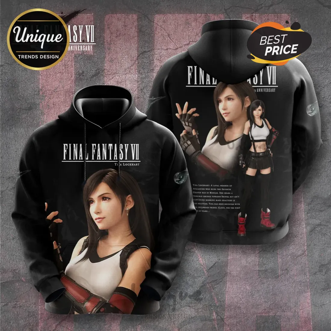 Final Fantasy VII Tifa Lockhart 30th Anniversary Hoodie Final Fantasy VII Tifa Lockhart 30th Anniversary Hoodie