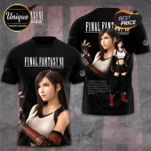 Final Fantasy VII Tifa Lockhart 30th Anniversary hoodie featuring a graphic print of Tifa against a black background.