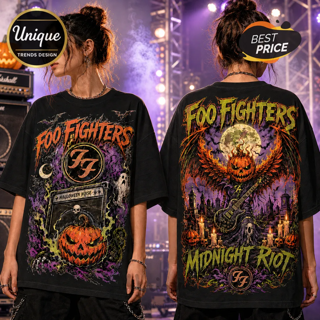 Foo Fighters Midnight Riot Halloween Rock Band T-Shirt Foo Fighters Midnight Riot Halloween Rock Band T-Shirt