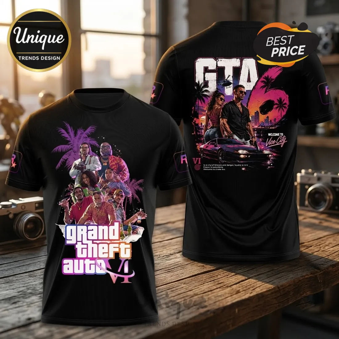 Grand Theft Auto VI Vice City Black T-Shirt Grand Theft Auto VI Vice City Black T-Shirt