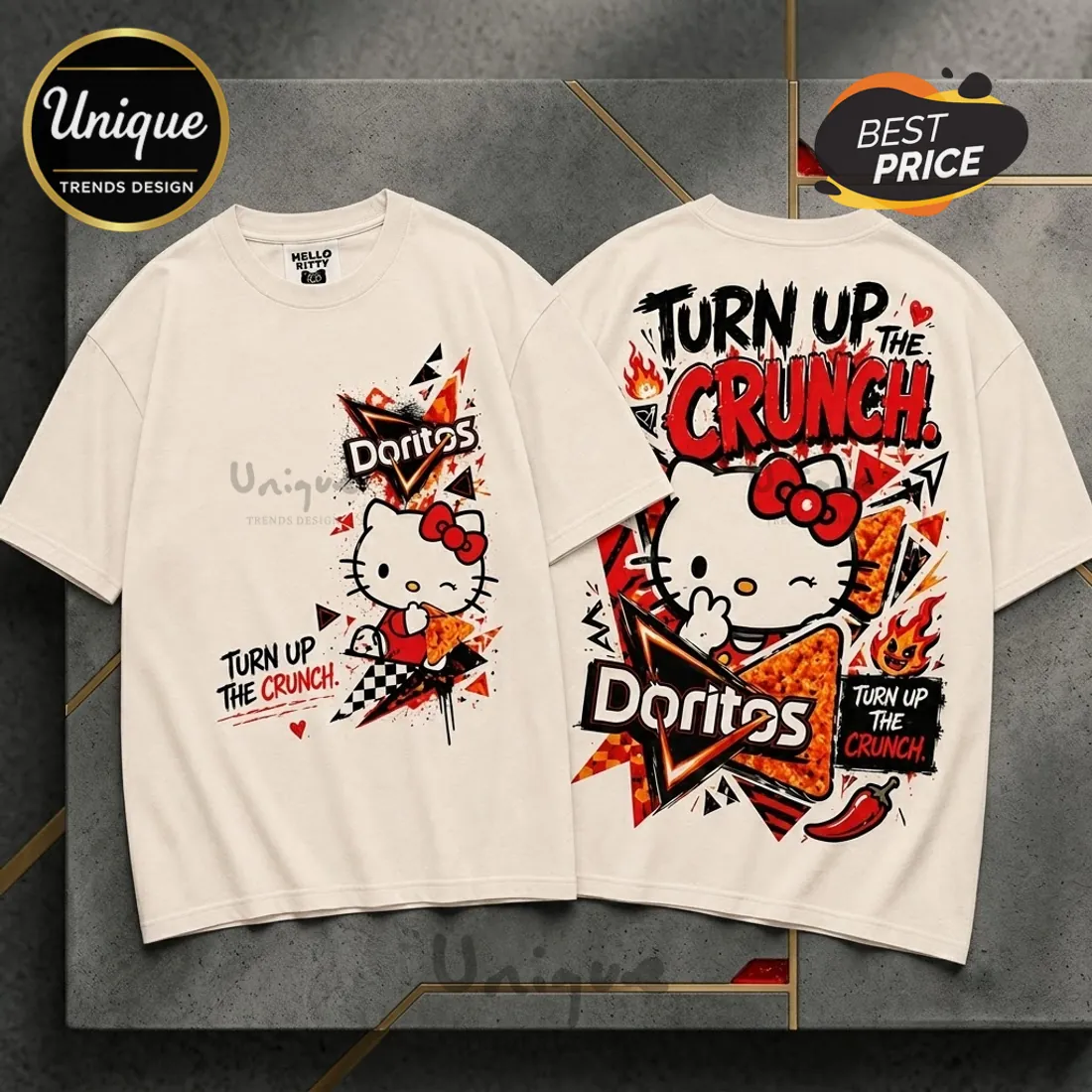 Hello Kitty x Doritos Turn Up The Crunch Off-White T-Shirt Hello Kitty x Doritos Turn Up The Crunch Off-White T-Shirt