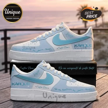 Karol G Light Blue Custom Name AF1 Sneakers