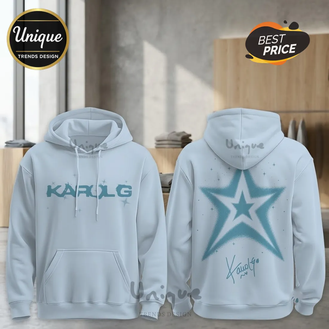 Karol G Tropitour 2026 Light Blue Star Hoodie Karol G Tropitour 2026 Light Blue Star Hoodie