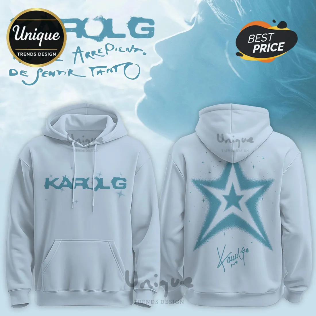 Karol G Tropitour 2026 Light Blue Star Hoodie Karol G Tropitour 2026 Light Blue Star Hoodie