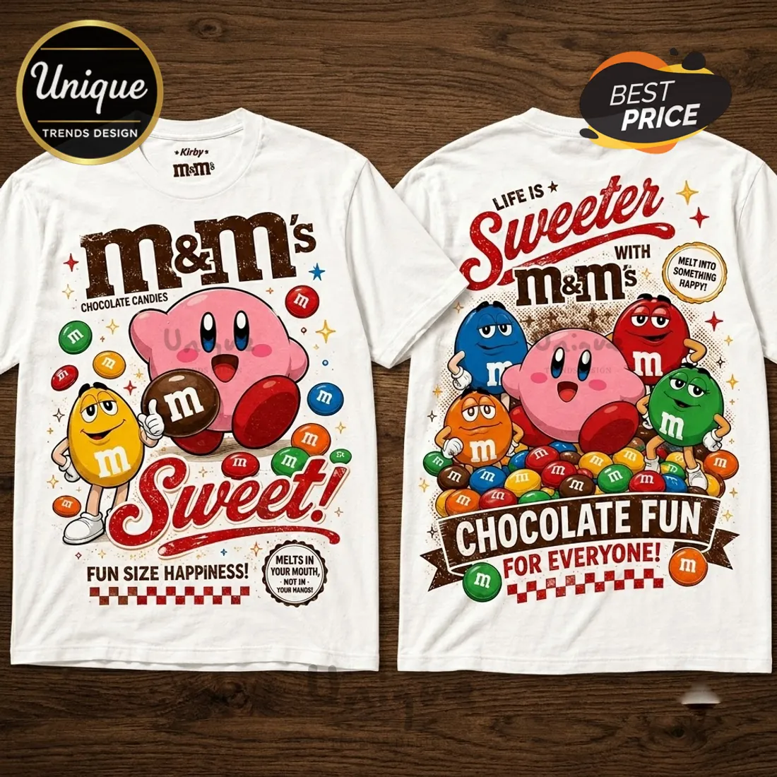Kirby x M&Ms Sweet Chocolate White T-Shirt Kirby x M&Ms Sweet Chocolate White T-Shirt