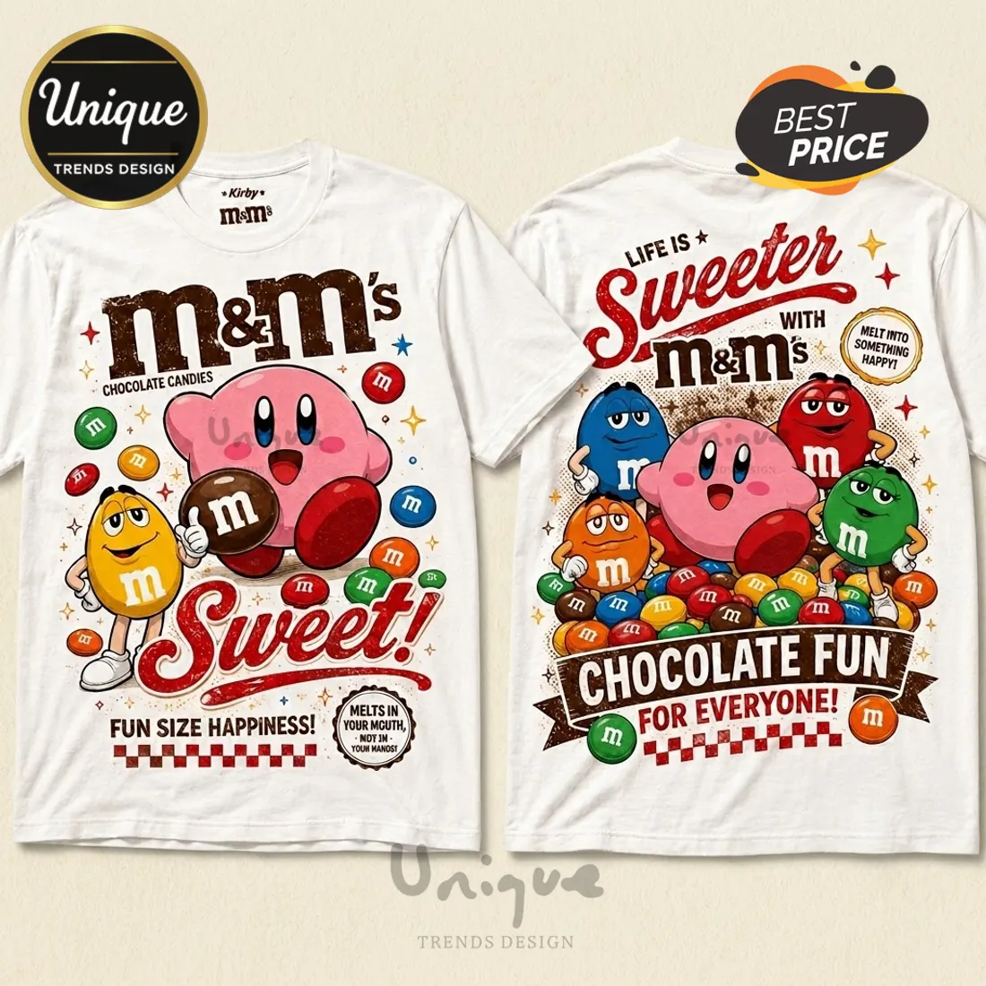 Kirby x M&Ms Sweet Chocolate White T-Shirt Kirby x M&Ms Sweet Chocolate White T-Shirt