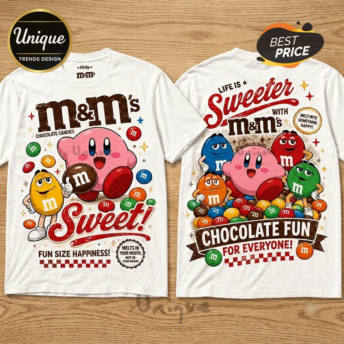 Kirby x M&Ms Sweet Chocolate White T-Shirt Kirby x M&Ms Sweet Chocolate White T-Shirt