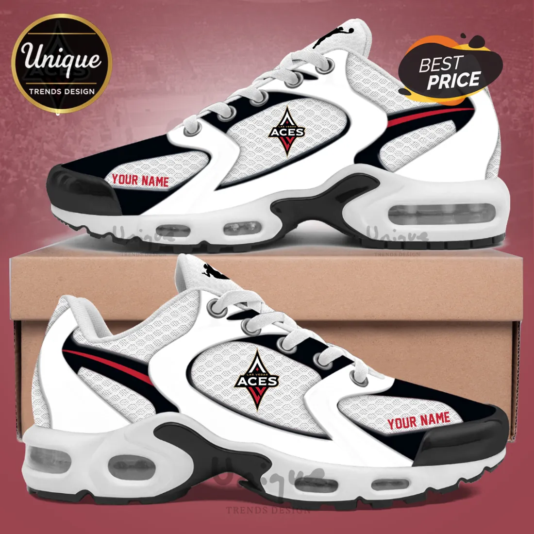 Las Vegas Aces Personalized White Air Max Plus Sneakers Las Vegas Aces Personalized White Air Max Plus Sneakers