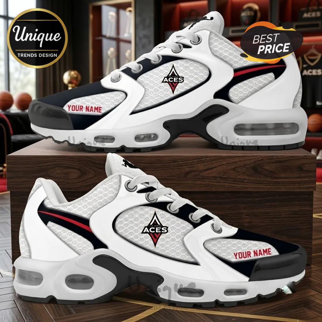 Las Vegas Aces Personalized White Air Max Plus Sneakers Las Vegas Aces Personalized White Air Max Plus Sneakers