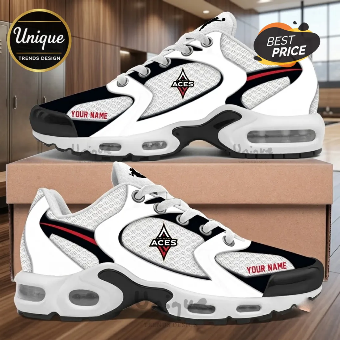 Las Vegas Aces Personalized White Air Max Plus Sneakers Las Vegas Aces Personalized White Air Max Plus Sneakers