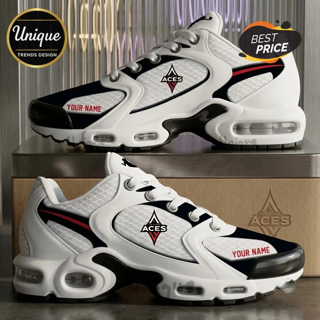 Las Vegas Aces Personalized White Air Max Plus Sneakers Las Vegas Aces Personalized White Air Max Plus Sneakers