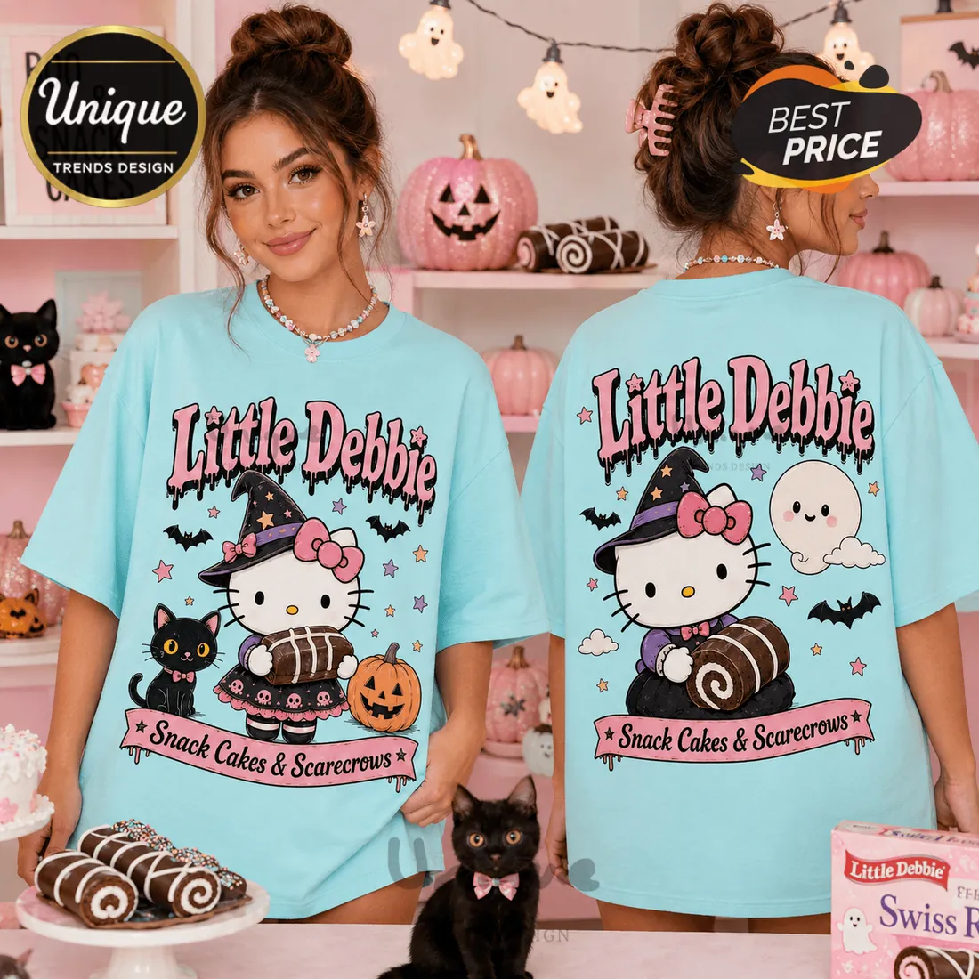 Little Debbie Hello Kitty Halloween Blue T-Shirt Little Debbie Hello Kitty Halloween Blue T-Shirt