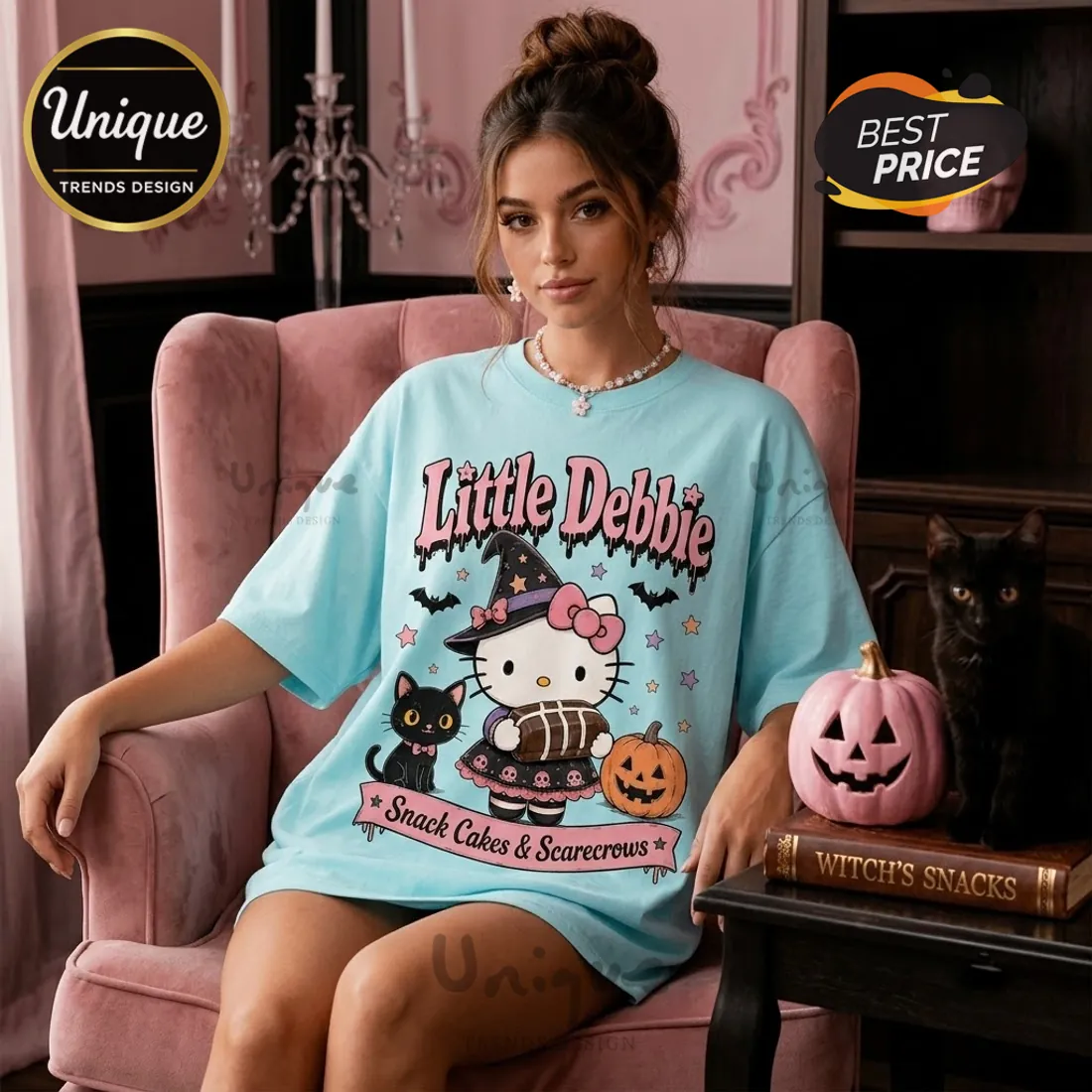 Little Debbie Hello Kitty Halloween Blue T-Shirt Little Debbie Hello Kitty Halloween Blue T-Shirt