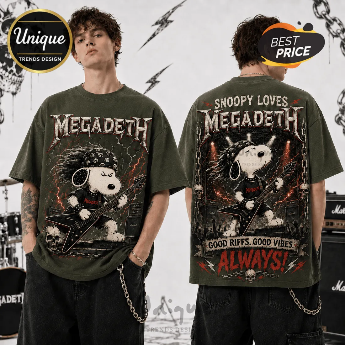 Megadeth Snoopy Thrash Metal T-Shirt Megadeth Snoopy Thrash Metal T-Shirt