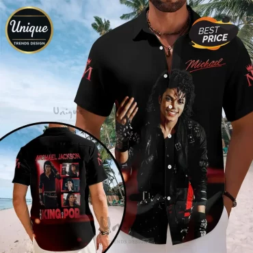Michael Jackson Black Short Sleeve Button-Down Shirt
