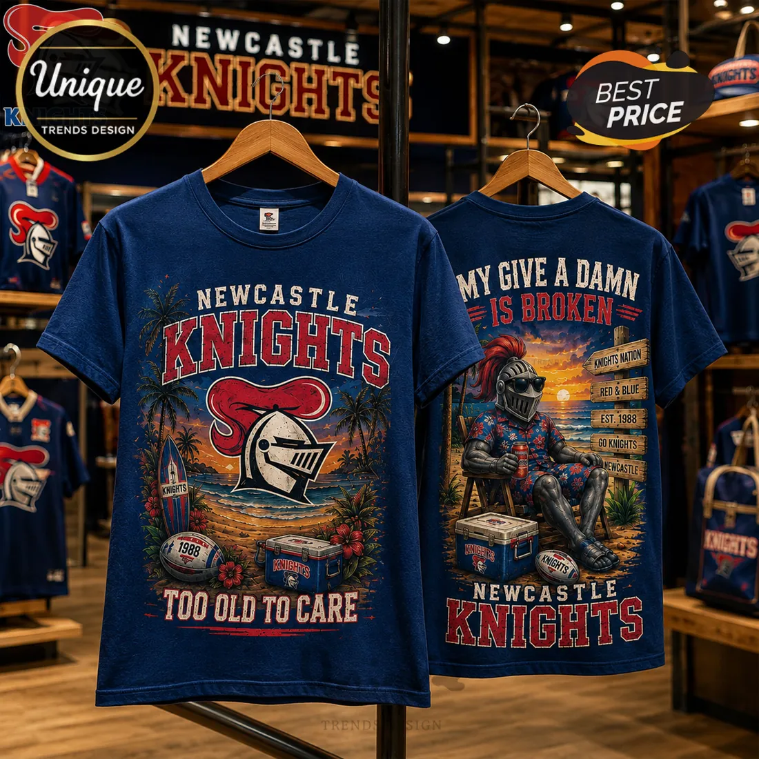 Newcastle Knights Mascot Royal Blue T-Shirt Newcastle Knights Mascot Royal Blue T-Shirt