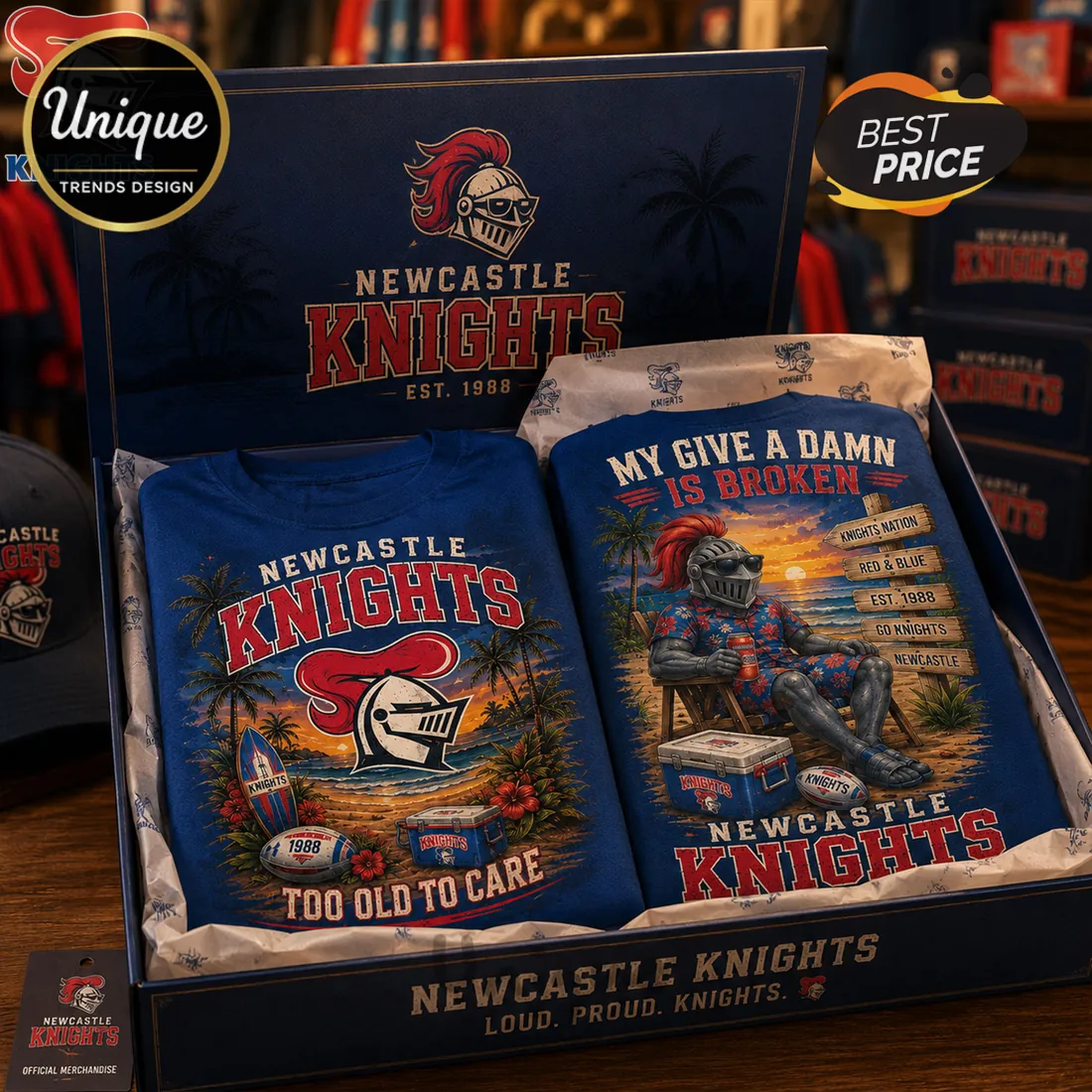 Newcastle Knights Mascot Royal Blue T-Shirt Newcastle Knights Mascot Royal Blue T-Shirt