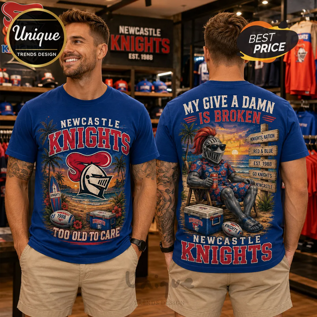 Newcastle Knights Mascot Royal Blue T-Shirt Newcastle Knights Mascot Royal Blue T-Shirt