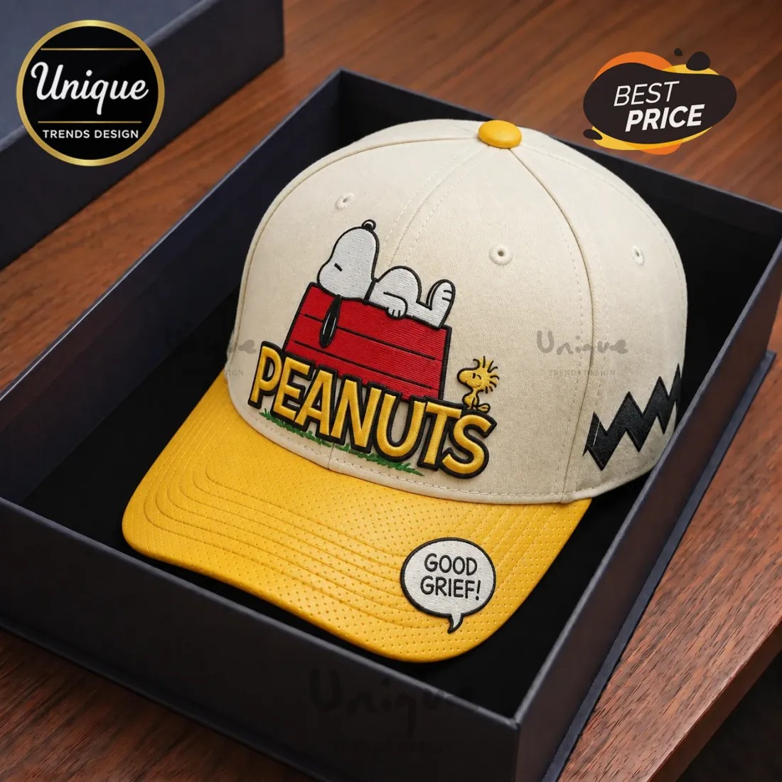 Peanuts Snoopy Cream Yellow Baseball Cap Peanuts Snoopy Cream Yellow Baseball Cap